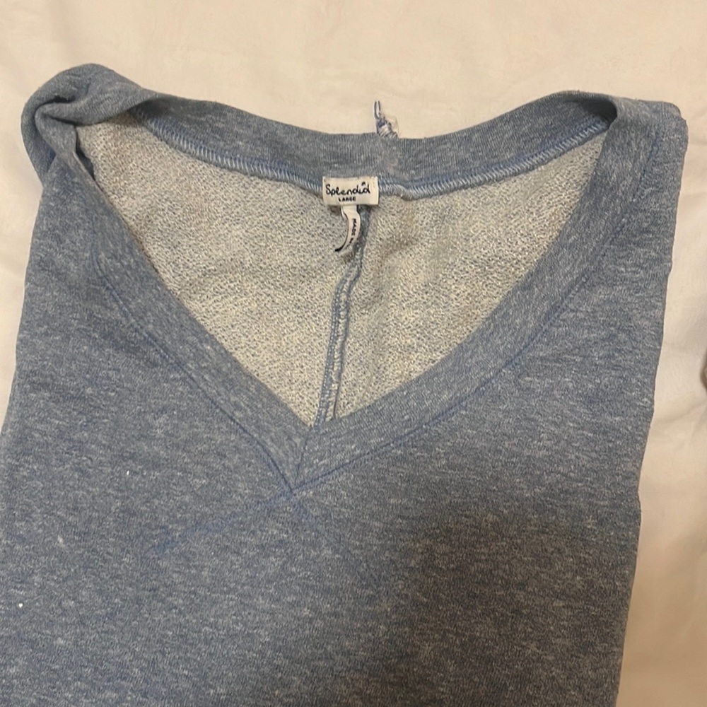 Cozy Powder Blue Drawstring Sweatshirt - 3/4 Sleeve - Size Large